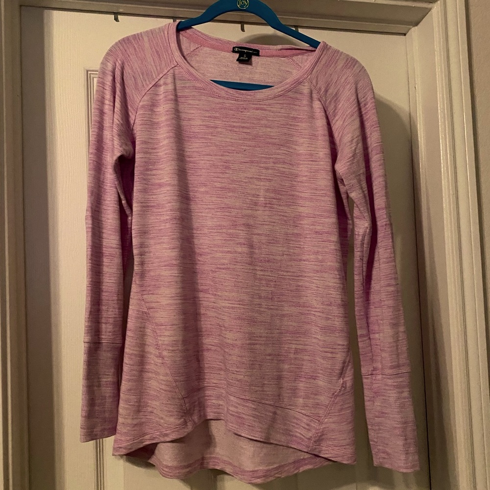 Pink comfy athletic long sleeve top.